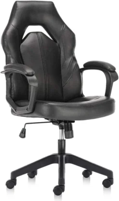 Ergonomic Gaming Office Chair - PU Leather Executive Swivel Computer Desk Chair With Flip-up Armrests And Lumbar Support For Working, Studying, Gaming -Amazon Basics Furniture Shop 51CzHgxeXL. AC