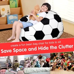 Lukeight Stuffed Animal Storage Bean Bag Chair For Adult And Kids Without Filling, Soccer Stuffed Animal Storage Bean Bag Cover, Soccer Bean Bag Chairs For Adult, (No Beans) XX-Large -Amazon Basics Furniture Shop 51DFz3ddUFL