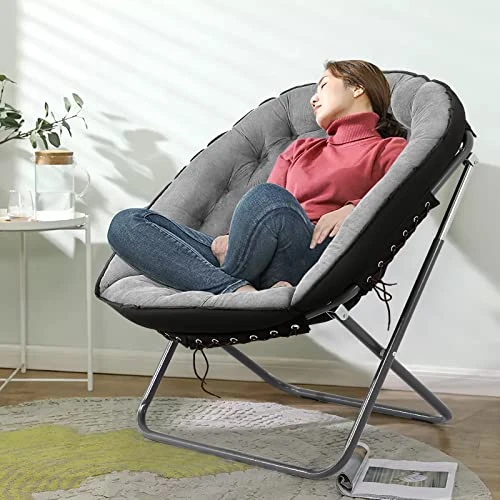 Iw I WISH Saucer Chair For Adults, Oversized Saucer Chair, Folding Saucer Chair, Bedroom Papasan Chair, Comfy Moon Chair (Grey) 2 Iw I WISH Saucer Chair For Adults, Oversized Saucer Chair, Folding Saucer Chair, Bedroom Papasan Chair, Comfy Moon Chair (Grey) - Image 2