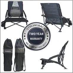 STRONGBACK Low Gravity Beach Chair With Built-in Lumbar Back Support, Heavy Duty Portable Folding Beach Chair For Adults -Amazon Basics Furniture Shop 51DOIdTBuQL