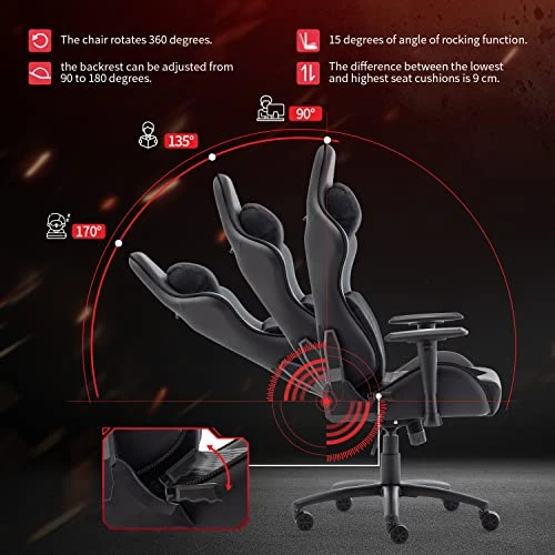 Resiova Gaming Chair Computer Office Gamer Chair With Lumbar Rest And Headrest Support,350lb Weight Capacity Metal Base Racing Style Pu Leather Ergonomic Desk Pc Chair… 6 Resiova Gaming Chair Computer Office Gamer Chair With Lumbar Rest And Headrest Support,350lb Weight Capacity Metal Base Racing Style Pu Leather Ergonomic Desk Pc Chair… - Image 6