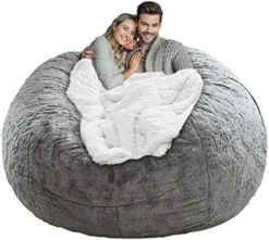 LapEasy Giant Bean Bag Chair Cover(Cover Only,No Filler),Oversized Round Soft Fluffy PV Velvet Washable Lazy Sofa Bean Bag Bed Cover For Adults, Living Room Bedroom Furniture Outside Cover(Black) -Amazon Basics Furniture Shop 51EN zhOJIL. AC