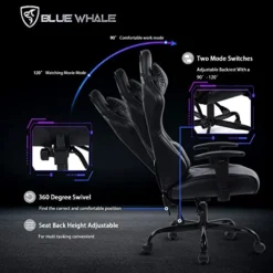 Blue Whale Massage Gaming Chair Desk Office Chair Ergonomic High Back Racing Computer Chair With Headrest And Lumbar Support Backrest, Seat Height Adjustable Swivel Chair(Black) -Amazon Basics Furniture Shop 51EUygIKCzL