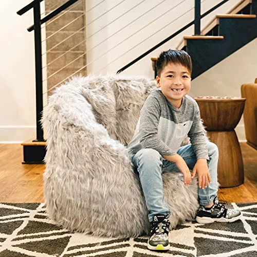 Big Joe Milano Bean Bag Chair, Gray Shag Fur, 2.5ft 5 Big Joe Milano Bean Bag Chair, Gray Shag Fur, 2.5ft - Image 5