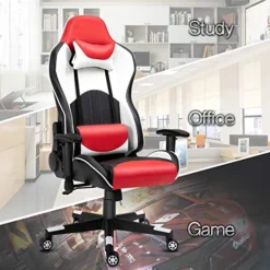 Video Gaming Chair Recliner Ergonomic Swivel Computer Desk Chair With Headrest Lumbar Support Adjustable Armrest Red White -Amazon Basics Furniture Shop 51EfzSgs5CL