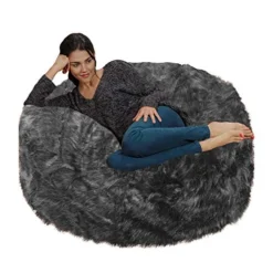 Chill Sack - Bean Bags Memory Foam Bean Bag Chair, 4-Feet Plush Faux Fur Cover -Amazon Basics Furniture Shop 51FgAfmFjCL