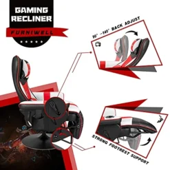 Furniwell Gaming Recliner Chair Racing Style Gaming Ergonomic High Back Computer Chair Swivel Game Reclining Chair Adjustable Backrest And Footrest W/Cup Holder (Red/White) 12 Furniwell Gaming Recliner Chair Racing Style Gaming Ergonomic High Back Computer Chair Swivel Game Reclining Chair Adjustable Backrest And Footrest W/Cup Holder (Red/White) -Amazon Basics Furniture Shop 51FhEruulYS