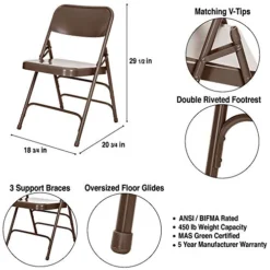 OEF Furnishings Triple Brace Steel Folding Chair, Brown -Amazon Basics Furniture Shop 51FpcTTMkFL