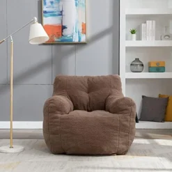 Antetek Bean Bag Chairs For Adults & Kids, Modern Accent Chair Ultra Soft Sofa Chair For Living Room, Bedroom, Apartment, Ivory Teddy -Amazon Basics Furniture Shop 51FvSAMBjJL. AC