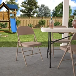 CoscoProducts COSCO All- Steel Folding Chair, 4-Pack, Antique Linen -Amazon Basics Furniture Shop 51G8bI23PAL