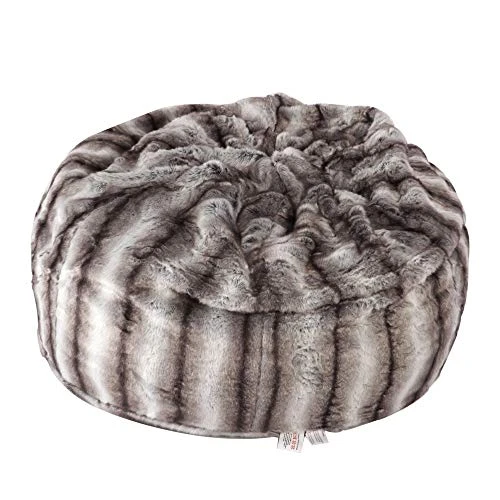 Faux Fur Bean Bag Chair Luxury And Comfy Big Beanless Bag Chairs Plush Furry Chair Soft Sofa Lounger For Adults And Kids,Sponge Filling, 3 Ft, Grey Streak Print 1 Faux Fur Bean Bag Chair Luxury And Comfy Big Beanless Bag Chairs Plush Furry Chair Soft Sofa Lounger For Adults And Kids,Sponge Filling, 3 Ft, Grey Streak Print