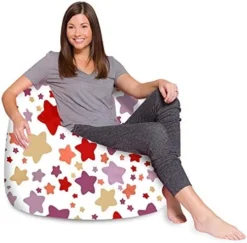Posh Beanbags Bean Bag Chair, Large-38in, Canvas Multi-Colored Hearts On Purple -Amazon Basics Furniture Shop 51GyqF2ti9L. AC