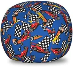 Ambesonne Nautical Storage Toy Bag Chair, Frock Of Frolicking Sharks And Fish Herds Diving Wildlife Exotic Deep Sea Ocean, Stuffed Animal Organizer Washable Bag, Small Size, Blue -Amazon Basics Furniture Shop 51H17cfoXOL. AC