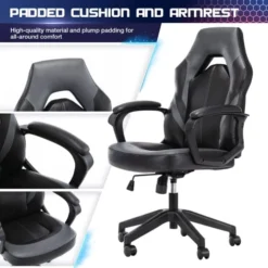 Ergonomic Computer Gaming Chair – PU Leather Desk Chair With Lumbar Support, Swivel Office Chair Executive Chair With Padded Armrest And Seat Cushion For Gaming, Study And Working 13 Ergonomic Computer Gaming Chair – PU Leather Desk Chair With Lumbar Support, Swivel Office Chair Executive Chair With Padded Armrest And Seat Cushion For Gaming, Study And Working -Amazon Basics Furniture Shop 51HCgLjWsmL