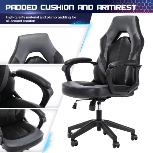 Ergonomic Computer Gaming Chair – PU Leather Desk Chair With Lumbar Support, Swivel Office Chair Executive Chair With Padded Armrest And Seat Cushion For Gaming, Study And Working 4 Ergonomic Computer Gaming Chair – PU Leather Desk Chair With Lumbar Support, Swivel Office Chair Executive Chair With Padded Armrest And Seat Cushion For Gaming, Study And Working - Image 4