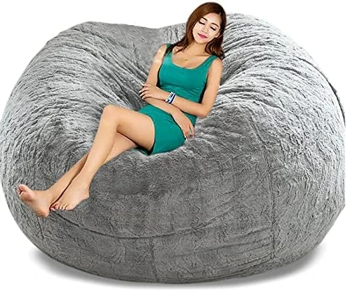 Kgitpve Bean Bag Chair Cover (No Filler,Cover Only) PV Velvet Bean Bag Chairs, Big Round Comfy Bean Bag Bed Lazy Sofa Bed Cover (4ft, White) 8 Kgitpve Bean Bag Chair Cover (No Filler,Cover Only) PV Velvet Bean Bag Chairs, Big Round Comfy Bean Bag Bed Lazy Sofa Bed Cover (4ft, White) - Image 8