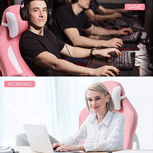 Pink Gaming Chair For Adults Ergonomic Computer Chair W/Flip Up Armrest & Lumbar Support Adjustable Office Gamer Chair 360° Swivel Seat And Headrest 5 Pink Gaming Chair For Adults Ergonomic Computer Chair W/Flip Up Armrest & Lumbar Support Adjustable Office Gamer Chair 360° Swivel Seat And Headrest - Image 5