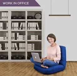 BonVIVO Easy Lounge Floor Chair W/Back Support - Adjustable, Padded Folding Seat For Gaming, Meditation, Classroom And Living Room - Gifts For Men, Women And Teens - Blue -Amazon Basics Furniture Shop 51HxY7ojsAL