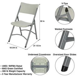 OEF Furnishings (4 Pack Heavy Duty Indoor/Outdoor Plastic Folding Chair, Light Grey -Amazon Basics Furniture Shop 51JViRctfXL