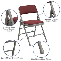 EMMA + OLIVER 2 Pack Curved Triple Braced Burgundy Patterned Fabric Metal Folding Chair -Amazon Basics Furniture Shop 51Jl3lqqzoS