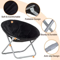 Dkelincs Set Of 2 Folding Saucer Chair, Moon Chair Round Chair Portable Lounge Chairs For Bedroom, Dorm Rooms, Apartments, Living Room, Garden And Courtyard, Black -Amazon Basics Furniture Shop 51Kgw2NS8YL