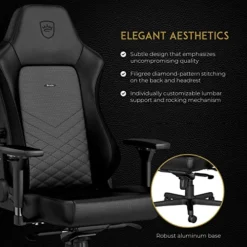Noblechairs Hero Gaming Chair/Office Chair With Lumbar Support, PU Faux Leather, Black -Amazon Basics Furniture Shop 51L0iasJH0L
