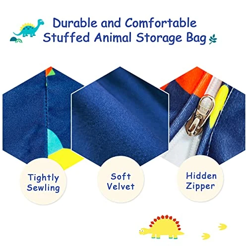 Jorbest Stuffed Animal Storage Bean Bag Chair For Kids And Adults, Bean Bag Stuffed Animal Storage, Dinosaur Bean Bag Chair Cover For Kids, Dinosaur Bean Bag - Cover ONLY (200L/52 Gal) 2 Jorbest Stuffed Animal Storage Bean Bag Chair For Kids And Adults, Bean Bag Stuffed Animal Storage, Dinosaur Bean Bag Chair Cover For Kids, Dinosaur Bean Bag - Cover ONLY (200L/52 Gal) - Image 2