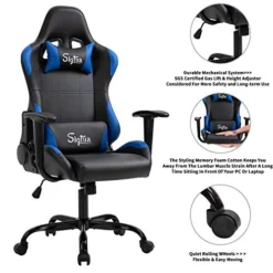 Sigtua Gaming Chair Computer Office Chairs, Ergonomic Racing Chair Gaming Chairs With Swivel Function, Back Support And Adjustable Headrest & Lumbar, 27 * 21 * 47-51 Inches, Blue/Black -Amazon Basics Furniture Shop 51LXkatkY2L