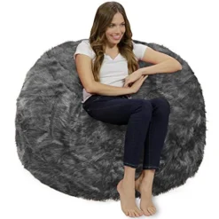 Chill Sack - Bean Bags Memory Foam Bean Bag Chair, 4-Feet Plush Faux Fur Cover -Amazon Basics Furniture Shop 51Li4LnszXL