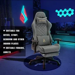 Symino Gaming Chair Ergonomic Office Chair Racing Style Computer Chair With 3D Armrest, Vintage Style PU Leather PC Chair With Footrest (Grey) -Amazon Basics Furniture Shop 51LikbkcqbL