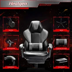 HEALGEN Gaming Chair With Footrest Gamer Chair With Massage Lumbar Support PU Leather Computer Chair Ergonomic Chair Video Game Chairs Gaming Chair For Adults 10 HEALGEN Gaming Chair With Footrest Gamer Chair With Massage Lumbar Support PU Leather Computer Chair Ergonomic Chair Video Game Chairs Gaming Chair For Adults -Amazon Basics Furniture Shop 51M1ViDWZuL