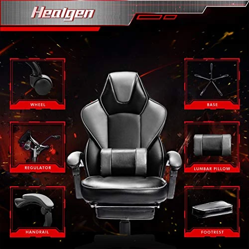 HEALGEN Gaming Chair With Footrest Gamer Chair With Massage Lumbar Support PU Leather Computer Chair Ergonomic Chair Video Game Chairs Gaming Chair For Adults 4 HEALGEN Gaming Chair With Footrest Gamer Chair With Massage Lumbar Support PU Leather Computer Chair Ergonomic Chair Video Game Chairs Gaming Chair For Adults - Image 4
