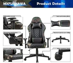 Gaming Chair PC Office Chair Computer Racing Chair PU Desk Task Chair Ergonomic 360°-Swivel Rolling Chair Adjustable E-Sports Chair With Lumbar Support And Headrest For Office Or Gaming (Camouflage) -Amazon Basics Furniture Shop 51NHvPwnFcL