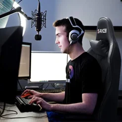 Homall Gaming Chair Computer Office High Back Leather Gamer Desk Chair Ergonomic Adjustable Swivel Racing Chair With Headrest And Lumbar Support (Black) -Amazon Basics Furniture Shop 51ONPH1lq4L