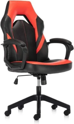 Ergonomic Gaming Office Chair - PU Leather Executive Swivel Computer Desk Chair With Flip-up Armrests And Lumbar Support For Working, Studying, Gaming -Amazon Basics Furniture Shop 51Oy5tANdUL. AC