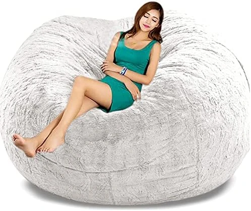 Kgitpve Bean Bag Chair Cover (No Filler,Cover Only) PV Velvet Bean Bag Chairs, Big Round Comfy Bean Bag Bed Lazy Sofa Bed Cover (4ft, White) 11 Kgitpve Bean Bag Chair Cover (No Filler,Cover Only) PV Velvet Bean Bag Chairs, Big Round Comfy Bean Bag Bed Lazy Sofa Bed Cover (4ft, White) - Image 11
