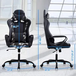 PC Gaming Chair Office Chair Racing Desk Chair With Lumbar Support Arms Headrest Massage High Back PU Leather Ergonomic Computer Chair Rolling Adjustable Swivel Chair For Women Men Adult, Camo -Amazon Basics Furniture Shop 51PKBMBVLvL