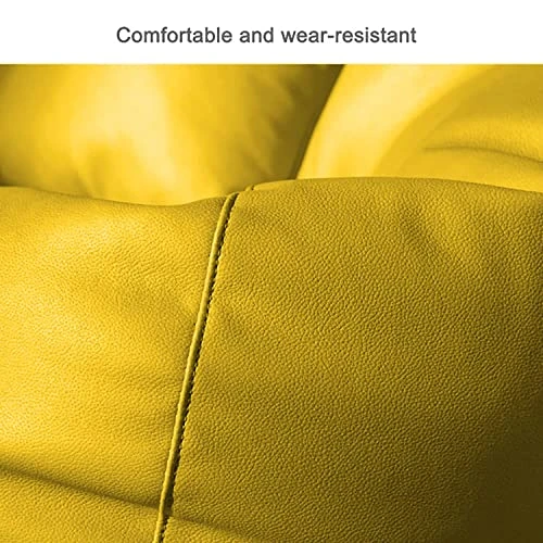 Kushuvi 4XL Bean Bag Cover With Footrest With Cushion Without Beans Only Cover ( Faux Leather ) ( Yellow - 4XL ) 2 Kushuvi 4XL Bean Bag Cover With Footrest With Cushion Without Beans Only Cover ( Faux Leather ) ( Yellow - 4XL ) - Image 2