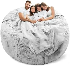 LapEasy Giant Bean Bag Chair Cover(Cover Only,No Filler),Oversized Round Soft Fluffy PV Velvet Washable Lazy Sofa Bean Bag Bed Cover For Adults, Living Room Bedroom Furniture Outside Cover(Black) -Amazon Basics Furniture Shop 51PycKSkUIL. AC