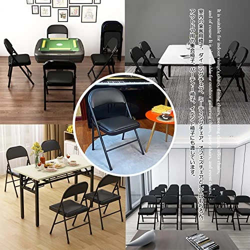 KAIHAOWIN Folding Chairs 2 Pack Vinyl Folding Chairs Portable Easy Storage Foldable Chair-Stackable Morden Commercial Seat With Powder-Coated Durable Metal Frame For Indoor/Outdoor Office Camping 3 KAIHAOWIN Folding Chairs 2 Pack Vinyl Folding Chairs Portable Easy Storage Foldable Chair-Stackable Morden Commercial Seat With Powder-Coated Durable Metal Frame For Indoor/Outdoor Office Camping - Image 3