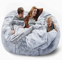 NINIANG Round Bean Bag Chair Cover Only (no Filler), Soft Velvet Large Bean Bag Couch With Sturdy Zipper Floor Couch Living Room Furniture, Dark Grey 6FT (150*75cm) -Amazon Basics Furniture Shop 51QVwBul8RL. AC 1