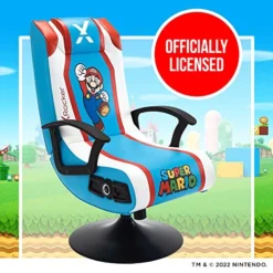 X Rocker Official Super 2.1 Audio Pedestal Mario Edition Gaming Chair, Faux Leather, Blue/White -Amazon Basics Furniture Shop 51R6HhipJgL