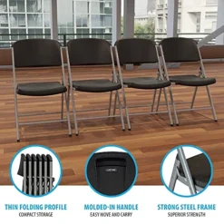 LIFETIME Commercial Grade Folding Chairs, 4 Pack,Plastic, Black/Silver -Amazon Basics Furniture Shop 51RyQyE7RGS