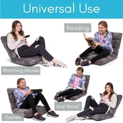 BIRDROCK HOME Adjustable 14-Position Memory Foam Floor Chair For Kids | 22.5" H X 19" W. 5.5" Thick Cushion | Grey | Comfy Back Support | Reading Game Meditating | Foldable Banana Rocker Chairs -Amazon Basics Furniture Shop 51S7JbwLPZL