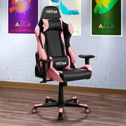 Techni Sport High Back Racing Chair With Padded Arms, PC Gaming Chair With Height And Tilt Adjustment, Pink -Amazon Basics Furniture Shop 51SKFnXwQIL