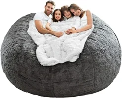 LapEasy Giant Bean Bag Chair Cover(Cover Only,No Filler),Oversized Round Soft Fluffy PV Velvet Washable Lazy Sofa Bean Bag Bed Cover For Adults, Living Room Bedroom Furniture Outside Cover(Black) -Amazon Basics Furniture Shop 51ShJGrcsFL. AC