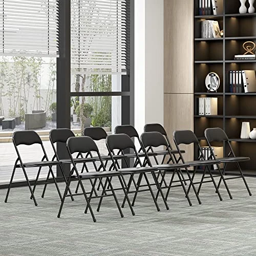 JAXPETY 10 Pack Plastic Folding Chair Foldable Chairs For Outdoor Indoor Commercial Events Wedding Party Chairs With Padded Seat, Black 6 JAXPETY 10 Pack Plastic Folding Chair Foldable Chairs For Outdoor Indoor Commercial Events Wedding Party Chairs With Padded Seat, Black - Image 6