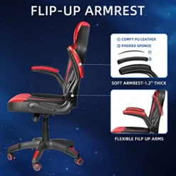 MUZII Gaming Chair, Gamer Chairs For Adults, Video Game Chairs, Swivel Computer Chair With Adjustable Height, Comfortable Office Desk Chair With Wheels, Racing Gaming Chair For Adults Teens, Red -Amazon Basics Furniture Shop 51T51dD5UCL