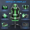 Ferghana Green Gaming Chair With Footrest, Ergonomic Gamer Chair,Office Computer Gaming Chairs,E-Sports Racing Game Chair With Lumbar Pillow And Headrest