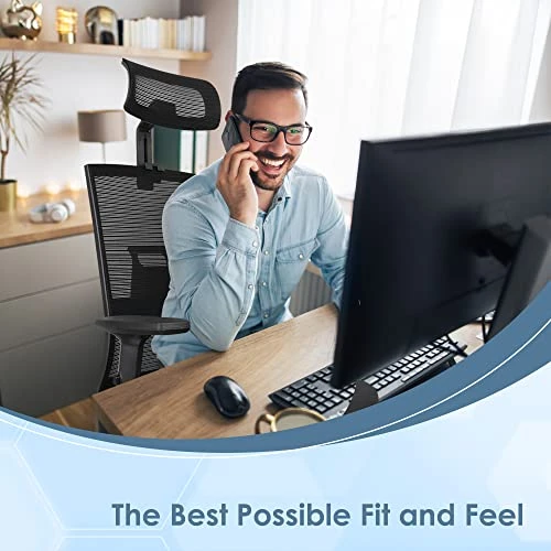 High Back Office Chair - Rolling Ergonomic Desk Chair With Wheels & Headrest, Adjustable Breathable Mesh Backrest - Provides Back & Lumbar Support - Suitable For Work, Study, Gaming 6 High Back Office Chair - Rolling Ergonomic Desk Chair With Wheels & Headrest, Adjustable Breathable Mesh Backrest - Provides Back & Lumbar Support - Suitable For Work, Study, Gaming - Image 6